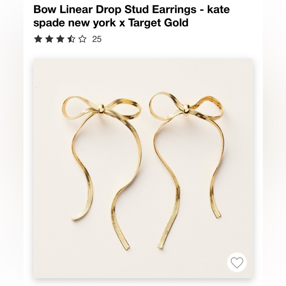 NWT Kate Spade for Target Gold Bow Earrings